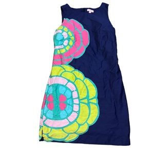 Lilly Pulitzer Blue Dress with Pink and Green Floral Accents